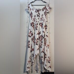 Off the Shoulder White Floral Maxi Dress